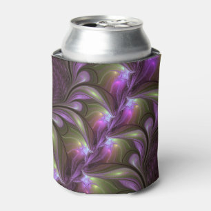 Colourful Abstract Violet Purple Khaki Fractal Art Can Cooler