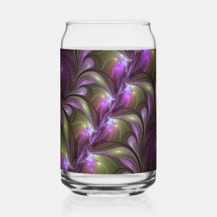 Colourful Abstract Violet Purple Khaki Fractal Art Can Glass