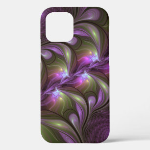Colourful Abstract Violet Purple Khaki Fractal Art iPhone 12 Pro Case