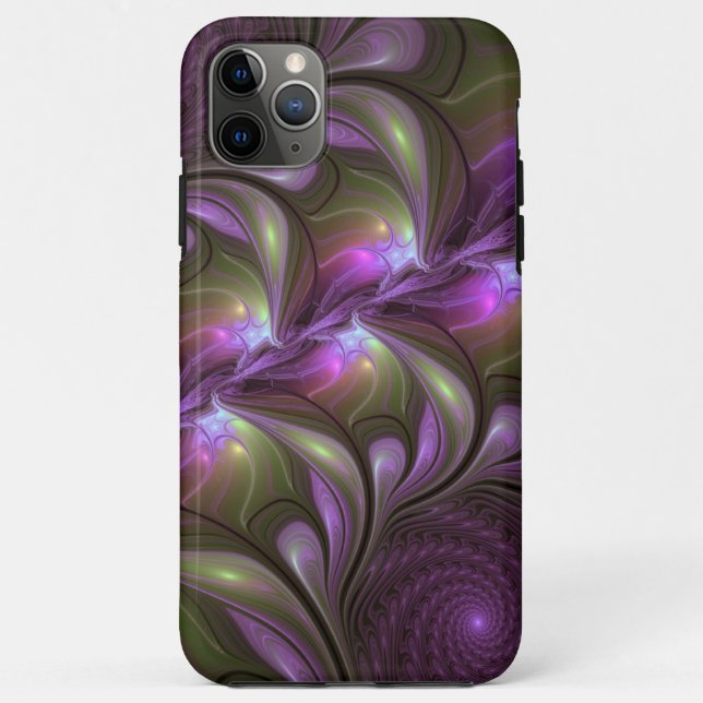 Colourful Abstract Violet Purple Khaki Fractal Art Case-Mate iPhone Case (Back)