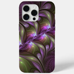 Colourful Abstract Violet Purple Khaki Fractal Art iPhone 15 Pro Max Case
