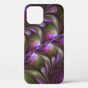 Colourful Abstract Violet Purple Khaki Fractal Art iPhone 12 Case