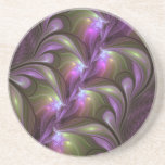 Colourful Abstract Violet Purple Khaki Fractal Art Coaster<br><div class="desc">Striking Fractal Art,  abstract and luminous
with shades of purple,  violet and khaki.
Design for your sandstone coaster and more.</div>