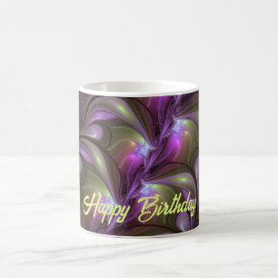 Colourful Abstract Violet Purple Khaki Fractal Art Coffee Mug