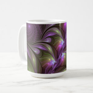 Colourful Abstract Violet Purple Khaki Fractal Art Coffee Mug