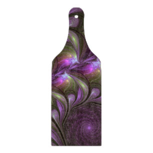 Colourful Abstract Violet Purple Khaki Fractal Art Cutting Board