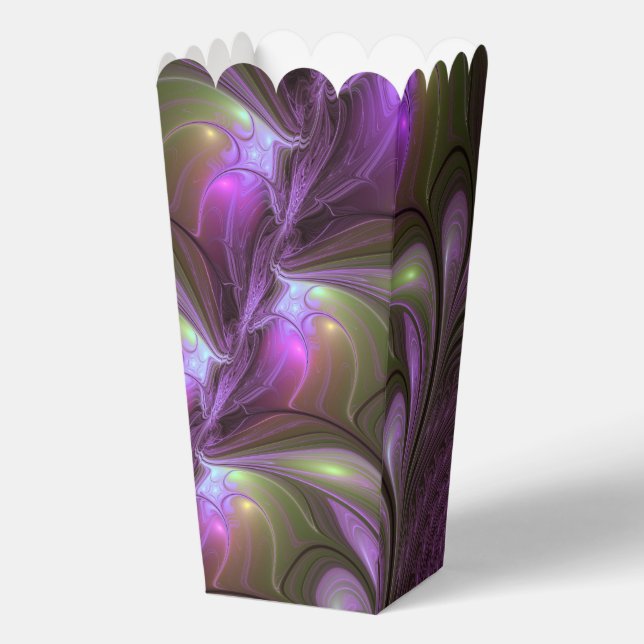 Colourful Abstract Violet Purple Khaki Fractal Art Favour Box (Front)