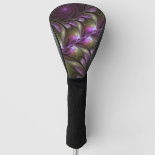 Colourful Abstract Violet Purple Khaki Fractal Art Golf Head Cover