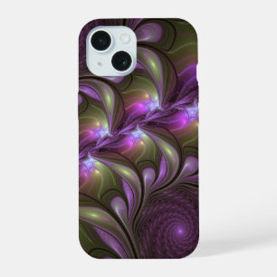 Colourful Abstract Violet Purple Khaki Fractal Art iPhone 15 Case