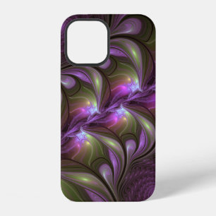 Colourful Abstract Violet Purple Khaki Fractal Art iPhone 12 Case
