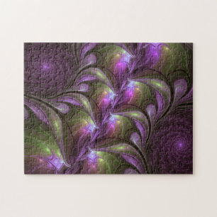 Colourful Abstract Violet Purple Khaki Fractal Art Jigsaw Puzzle