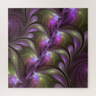 Colourful Abstract Violet Purple Khaki Fractal Art Jigsaw Puzzle