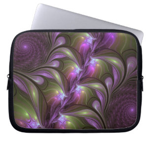 Colourful Abstract Violet Purple Khaki Fractal Art Laptop Sleeve