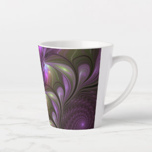 Colourful Abstract Violet Purple Khaki Fractal Art Latte Mug