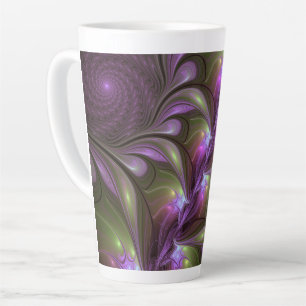 Colourful Abstract Violet Purple Khaki Fractal Art Latte Mug