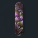 Colourful Abstract Violet Purple Khaki Fractal Art Skateboard<br><div class="desc">Striking Fractal Art,  abstract and luminous
with shades of purple,  violet and khaki.
Design for your skateboard and more.</div>