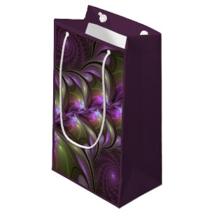 Colourful Abstract Violet Purple Khaki Fractal Art Small Gift Bag