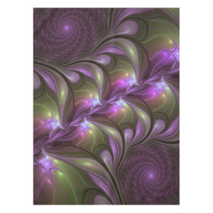 Colourful Abstract Violet Purple Khaki Fractal Art Tablecloth