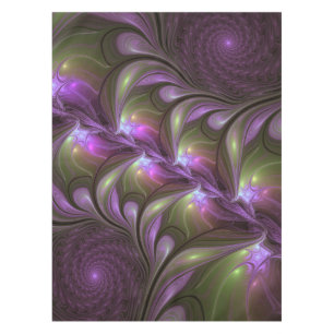Colourful Abstract Violet Purple Khaki Fractal Art Tablecloth