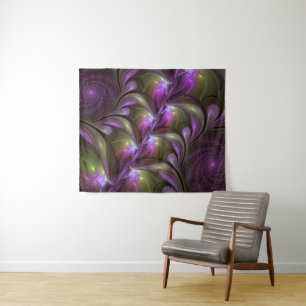 Colourful Abstract Violet Purple Khaki Fractal Art Tapestry