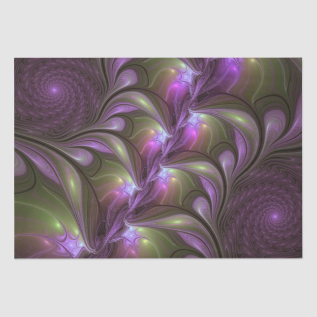 Colourful Abstract Violet Purple Khaki Fractal Art Tissue Paper (Front)