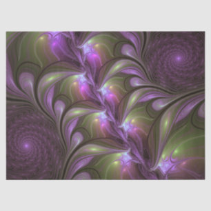 Colourful Abstract Violet Purple Khaki Fractal Art Tissue Paper