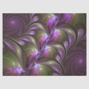 Colourful Abstract Violet Purple Khaki Fractal Art Tissue Paper