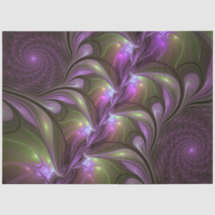 Colourful Abstract Violet Purple Khaki Fractal Art Tissue Paper