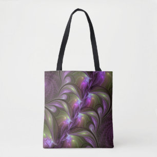 Colourful Abstract Violet Purple Khaki Fractal Art Tote Bag