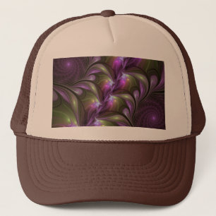 Colourful Abstract Violet Purple Khaki Fractal Art Trucker Hat