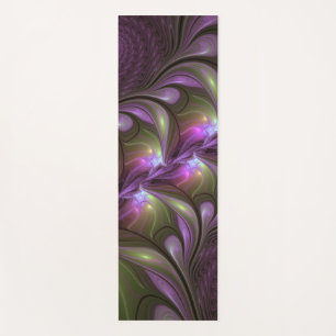 Colourful Abstract Violet Purple Khaki Fractal Art Yoga Mat