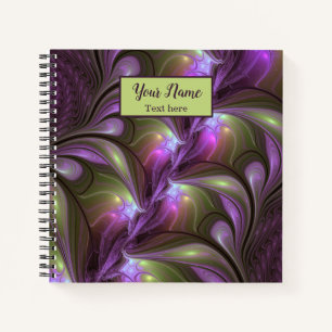 Colourful Abstract Violet Purple Khaki Fractal Nam Notebook