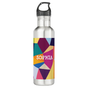 Colourful Abstract Water Bottle with Name