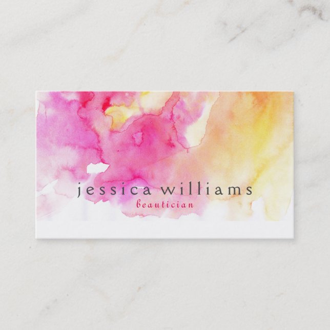 Colourful Abstract Watercolor Background Business Card (Front)