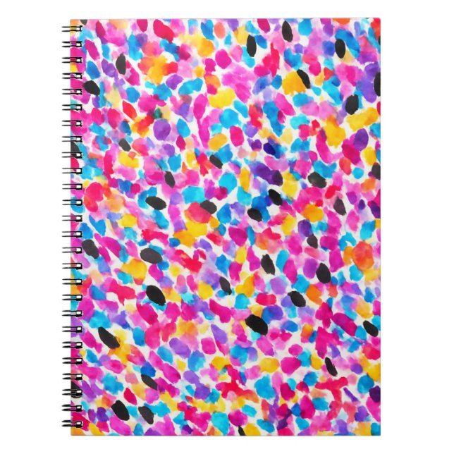 Colourful Abstract Watercolor Confetti Notebook (Front)
