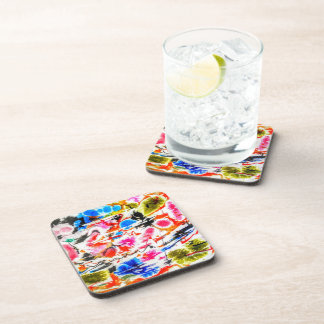 colourful abstract watercolor Hard Plastic Coaster