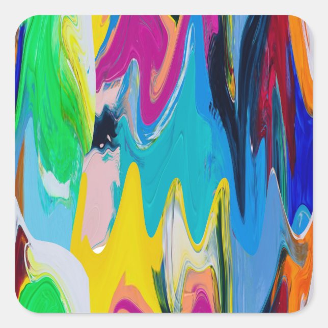 Colourful abstract, watercolor motion blur. square sticker (Front)
