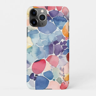 Colourful Abstract Watercolor Shapes Custom Name iPhone 11Pro Case