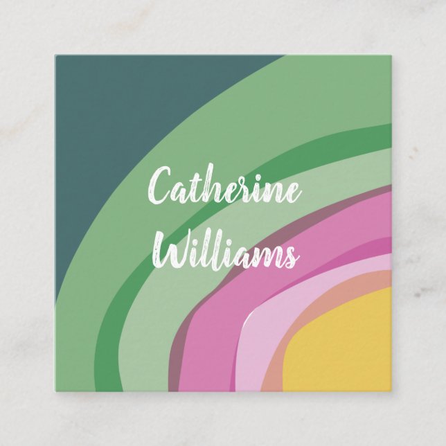 Colourful Abstract Watercolor Square Business Card (Front)