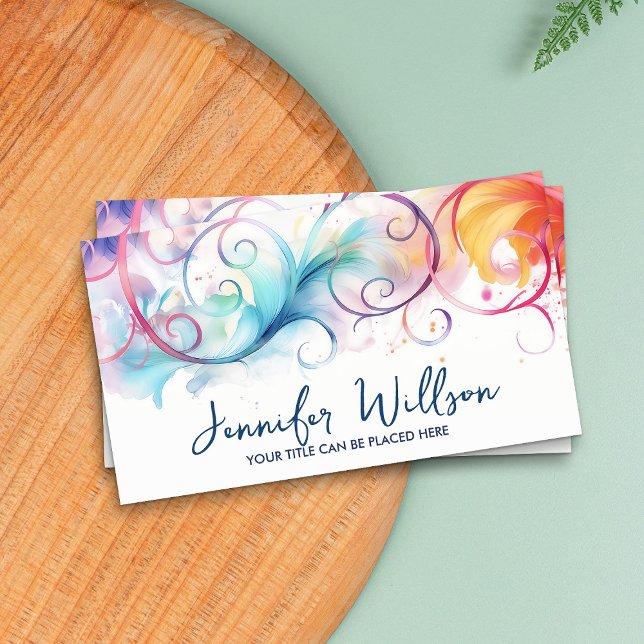 Colourful Abstract Watercolor Swirl Art  Business Card (Creator Uploaded)