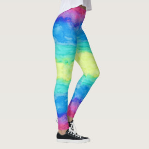 Colourful Abstract Watercolors Brush Strokes Leggings