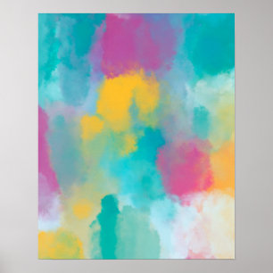 Colourful Abstract Watercolour Painting Poster