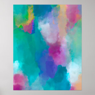 Colourful Abstract Watercolour Painting Poster