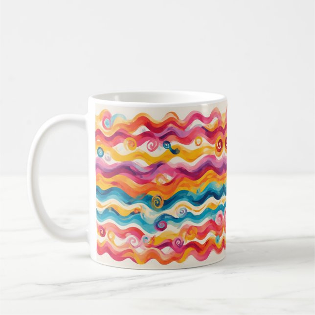 Colourful Abstract Wave Coffee Mug (Left)