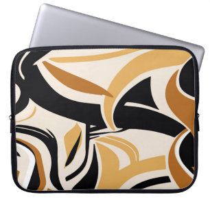 Colourful abstract wave pattern on beige. Vintage  Laptop Sleeve