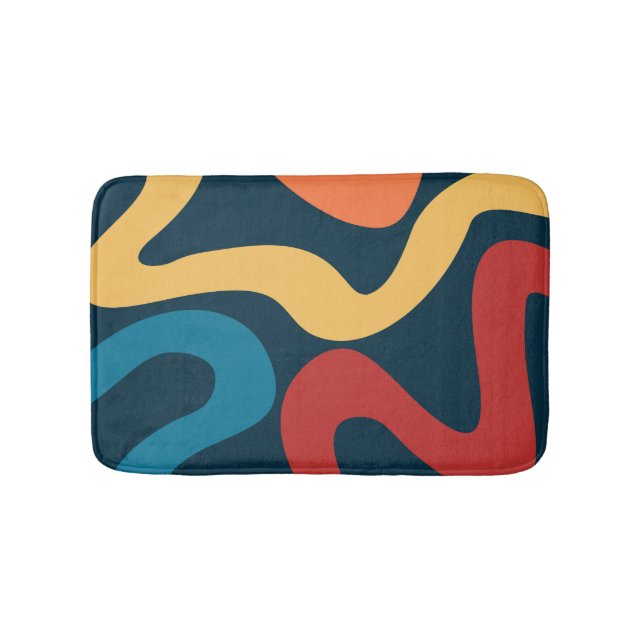 Colourful abstract waves bath mat (Front)
