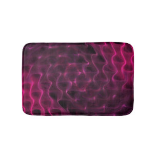 Colourful Abstract Waves Black Background Bath Mat