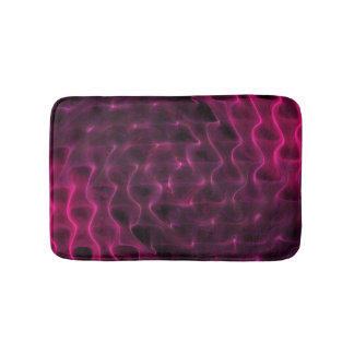 Colourful Abstract Waves Black Background Bath Mat