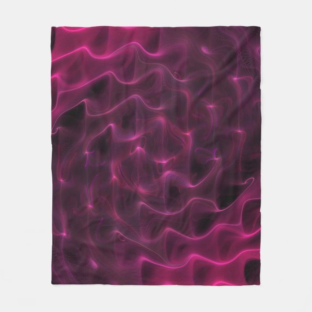Colourful Abstract Waves Black Background Fleece Blanket (Front)