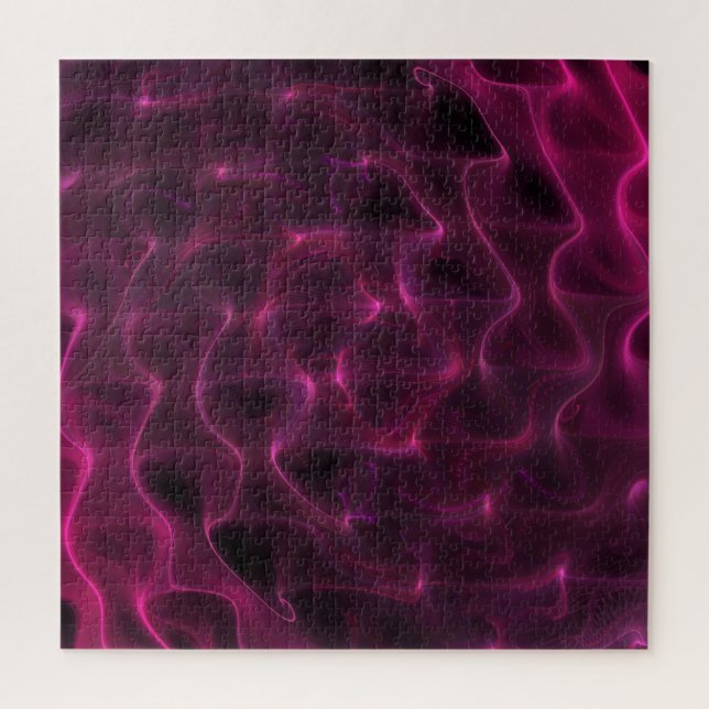 Colourful Abstract Waves Black Background Jigsaw Puzzle (Vertical)